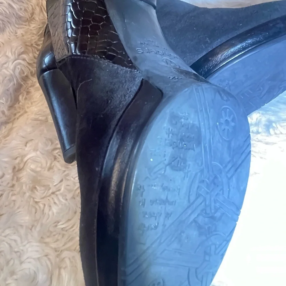 Black Textured Ankle Boots